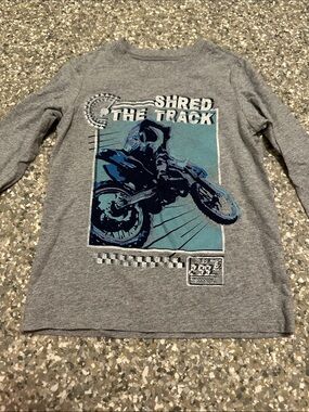 Kids Grey 'Shred The Track' Long Sleeve Tee